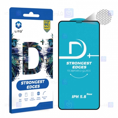 محافظ صفحه نمایش تمام چسب با پوشش کامل لیتو اپل LITO D+ Dustproof Screen Protector For Apple iPhone X / XS / 11 Pro