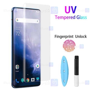 محافظ صفحه شیشه ای تمام صفحه و خمیده یو وی وان پلاس UV Full Glass Screen Protector OnePlus 7T Pro