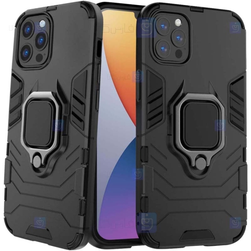 قاب محافظ ضد ضربه انگشتی اپل Ring Holder Iron Man Armor Case Apple iPhone 12 Pro Max