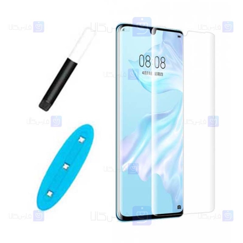 محافظ صفحه شیشه ای تمام صفحه و خمیده یو وی مات هواوی Matte UV Full Glass Screen Protector Huawei P30 Pro