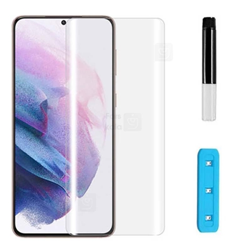 محافظ صفحه شیشه ای تمام صفحه و خمیده یو وی سامسونگ UV Full Glass Screen Protector Samsung Galaxy S21 plus