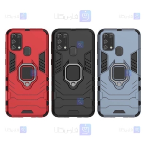 قاب محافظ ضد ضربه انگشتی سامسونگ Ring Holder Iron Man Armor Case Samsung Galaxy M31