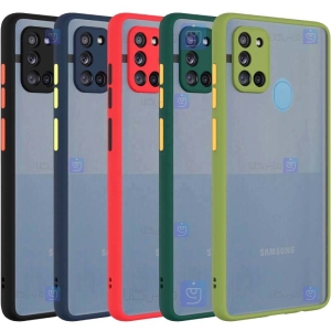 قاب محافظ پشت مات با محافظ لنز سامسونگ Transparent Hybrid Case With Lens Protector Samsung Galaxy A21s