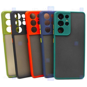 قاب محافظ مات با محافظ لنز سامسونگ Transparent Hybrid Case With Lens Protector Samsung Galaxy S21 Ultra