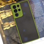 قاب محافظ مات با محافظ لنز سامسونگ Transparent Hybrid Case With Lens Protector Samsung Galaxy S21 Ultra