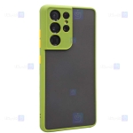 قاب محافظ مات با محافظ لنز سامسونگ Transparent Hybrid Case With Lens Protector Samsung Galaxy S21 Ultra