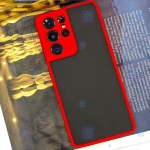 قاب محافظ مات با محافظ لنز سامسونگ Transparent Hybrid Case With Lens Protector Samsung Galaxy S21 Ultra
