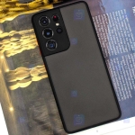 قاب محافظ مات با محافظ لنز سامسونگ Transparent Hybrid Case With Lens Protector Samsung Galaxy S21 Ultra