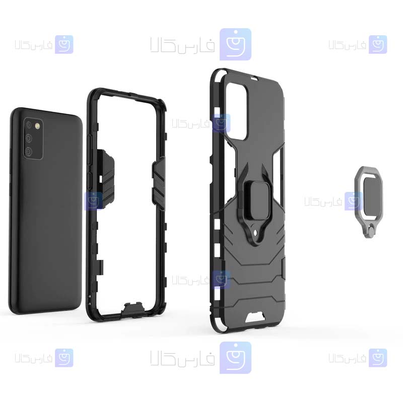 قاب محافظ ضد ضربه انگشتی سامسونگ Ring Holder Iron Man Armor Case Samsung Galaxy A02s
