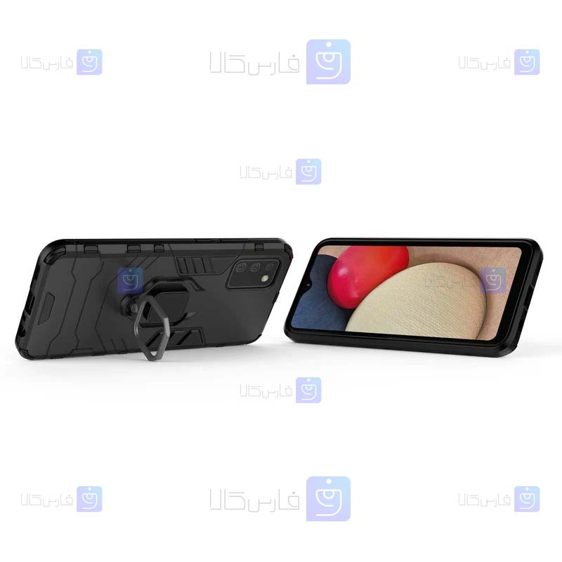 قاب محافظ ضد ضربه انگشتی سامسونگ Ring Holder Iron Man Armor Case Samsung Galaxy A02s
