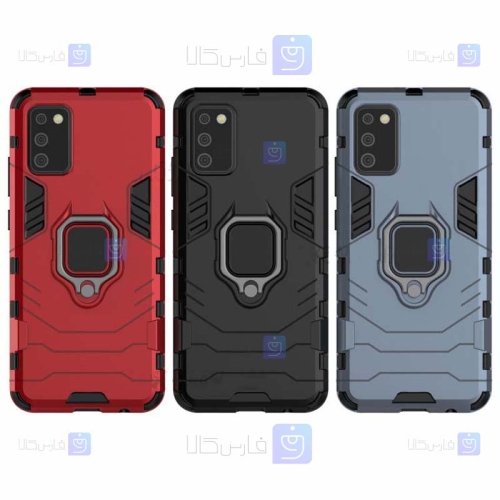 قاب محافظ ضد ضربه انگشتی سامسونگ Ring Holder Iron Man Armor Case Samsung Galaxy M02s