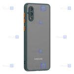 قاب محافظ پشت مات با محافظ لنز سامسونگ Transparent Hybrid Case With Lens Protector Samsung Galaxy A02