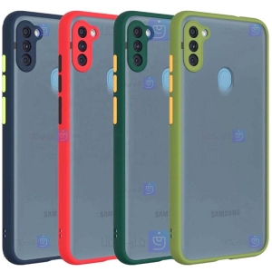 قاب محافظ پشت مات با محافظ لنز سامسونگ Transparent Hybrid Case With Lens Protector Samsung Galaxy A11