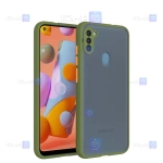 قاب محافظ پشت مات با محافظ لنز سامسونگ Transparent Hybrid Case With Lens Protector Samsung Galaxy A11