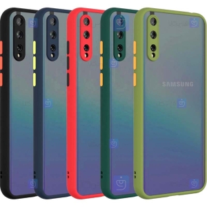 قاب محافظ پشت مات با محافظ لنز سامسونگ Transparent Hybrid Case With Lens Protector Samsung Galaxy A30s