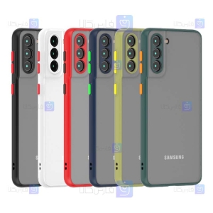 قاب محافظ پشت مات با محافظ لنز سامسونگ Transparent Hybrid Case With Lens Protector Samsung Galaxy S21