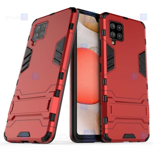 قاب محافظ استند دار سامسونگ Kick Stand Iron Man Armor Case Samsung Galaxy M42