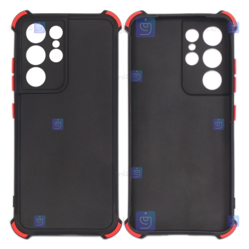 قاب محافظ ژله ای ضد ضربه با محافظ لنز سامسونگ Shockproof Cover Case For Samsung Galaxy S21 Ultra
