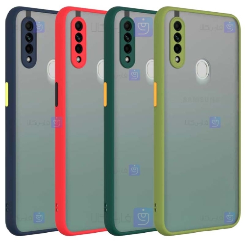 قاب محافظ پشت مات با محافظ لنز سامسونگ Transparent Hybrid Case With Lens Protector Samsung Galaxy A20s