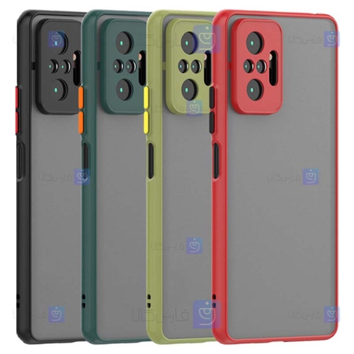 قاب محافظ پشت مات با محافظ لنز شیائومی Transparent Hybrid Case With Lens Protector Xiaomi Redmi Note 10 Pro