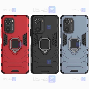 قاب محافظ ضد ضربه انگشتی شیائومی Ring Holder Iron Man Armor Case Xiaomi Redmi K40 Pro Plus