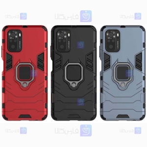 قاب محافظ ضد ضربه انگشتی شیائومی Ring Holder Iron Man Armor Case Xiaomi Redmi Note 10 4G