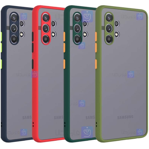قاب محافظ پشت مات با محافظ لنز سامسونگ Transparent Hybrid Case With Lens Protector Samsung Galaxy A32 4G