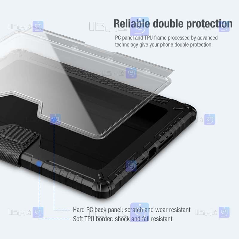 کیف محافظ لنزدار نیلکین Apple iPad 10.2 2021 مدل Bumper Leather Pro
