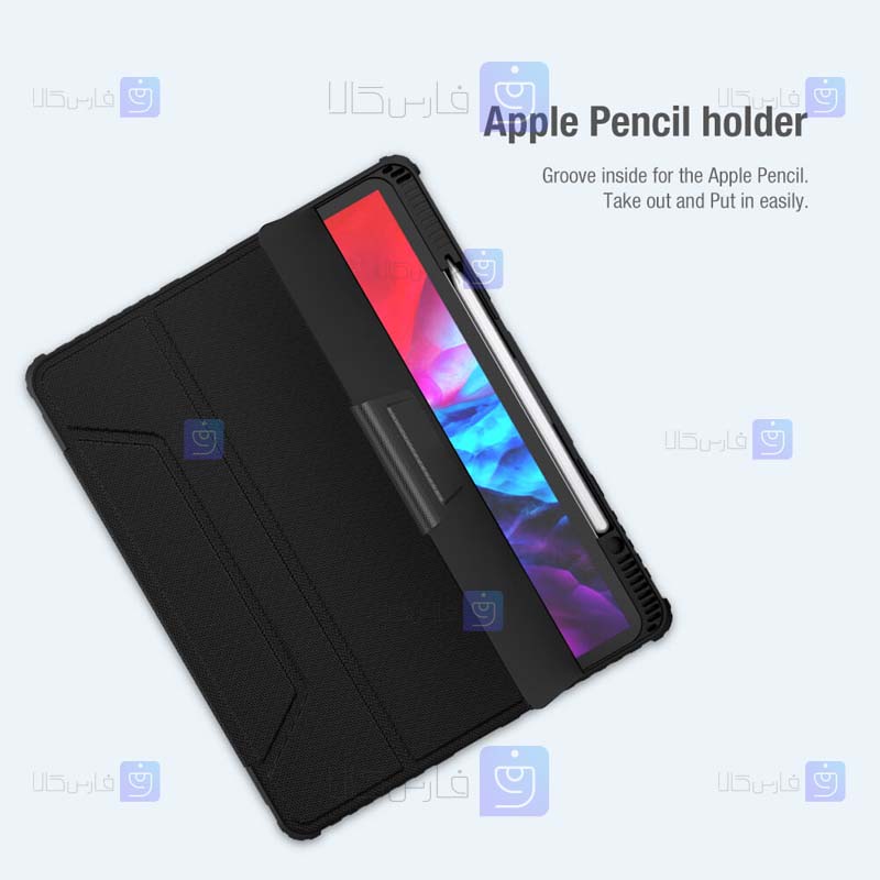 کیف محافظ لنزدار نیلکین Apple iPad Pro 12.9 2021 مدل Bumper Leather Pro