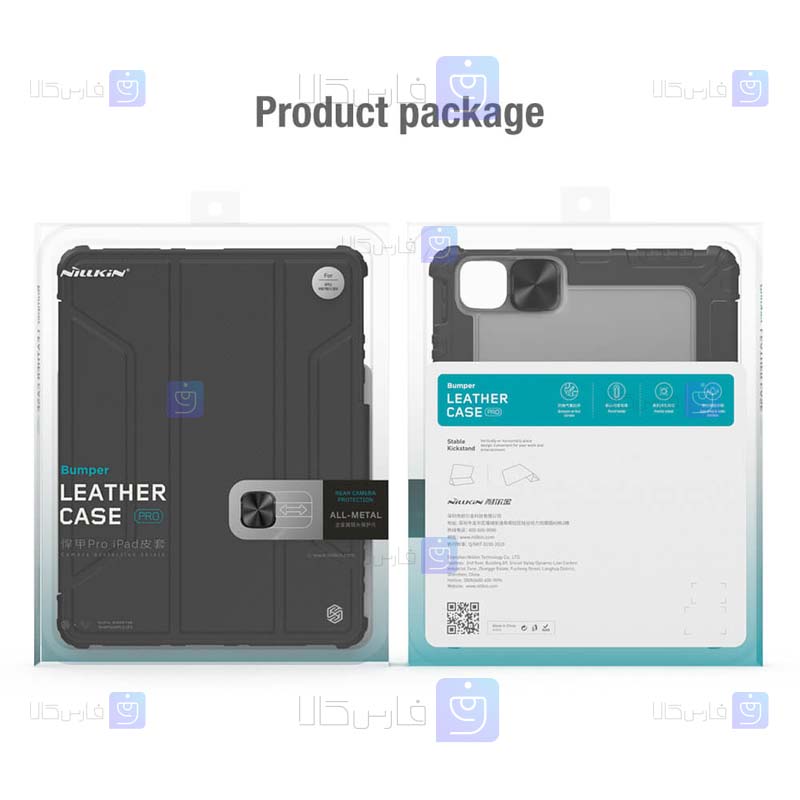 کیف محافظ لنزدار نیلکین Apple iPad Pro 12.9 2021 مدل Bumper Leather Pro