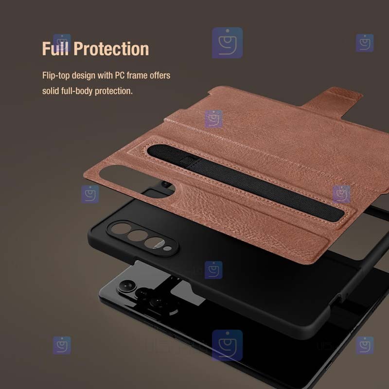 کیف چرمی نیلکین Samsung Galaxy Z Fold 3 مدل Aoge Leather