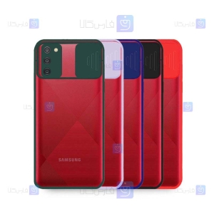 قاب محافظ لنز دار کشویی Samsung Galaxy A03s مدل پشت شفاف