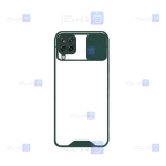 قاب محافظ لنز دار کشویی Samsung Galaxy A12 مدل پشت شفاف