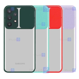 قاب محافظ لنز دار کشویی Samsung Galaxy M32 5G مدل پشت شفاف