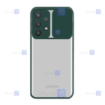 قاب محافظ لنز دار کشویی Samsung Galaxy M32 5G مدل پشت شفاف