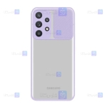 قاب محافظ لنز دار کشویی Samsung Galaxy M32 5G مدل پشت شفاف