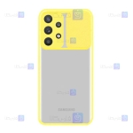 قاب محافظ لنز دار کشویی Samsung Galaxy M32 5G مدل پشت شفاف