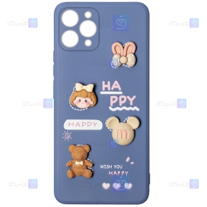 قاب عروسکی برجسته Apple iPhone 13 Pro Max مدل Happy