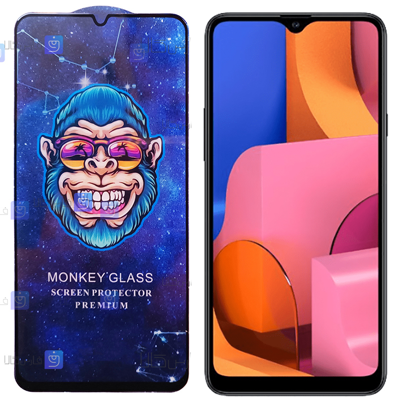 گلس فول گوشی سامسونگ Samsung Galaxy A20s مدل Monkey Premium