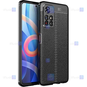 قاب طرح چرم محافظ لنز دار Xiaomi Poco M4 Pro 5G مدل Auto Focus