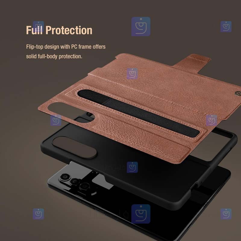 کیف چرمی نیلکین Samsung Galaxy Z Fold 4 5G مدل Aoge Leather