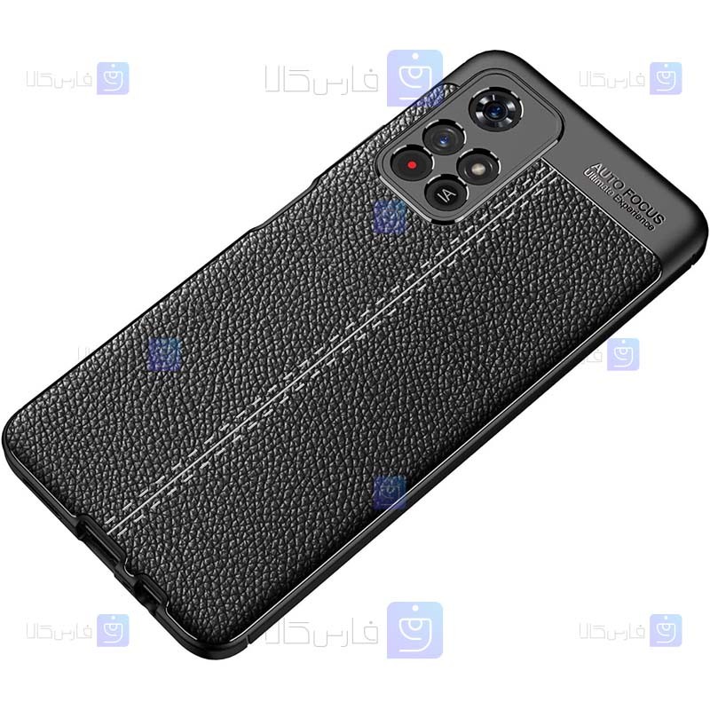 قاب طرح چرم محافظ لنز دار Xiaomi Redmi Note 11 5G مدل Auto Focus