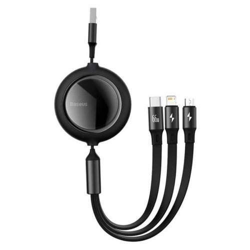 کابل شارژ سریع سه سر بیسوس Baseus Bright Mirror Retractable 66W 1.2m Cable CAMLC-MJ01
