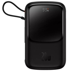 پاوربانک شارژر سریع 20 وات به همراه کابل تایپ‌سی 0.5 متری 10000 بیسوس مدل PPQD020001