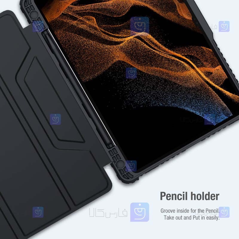 کیف محافظ لنزدار نیلکین Samsung Galaxy Tab S7 مدل Bumper Leather Pro