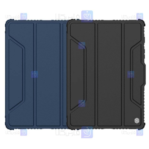 کیف محافظ لنزدار نیلکین Samsung Galaxy Tab S7 Plus مدل Bumper Leather Pro