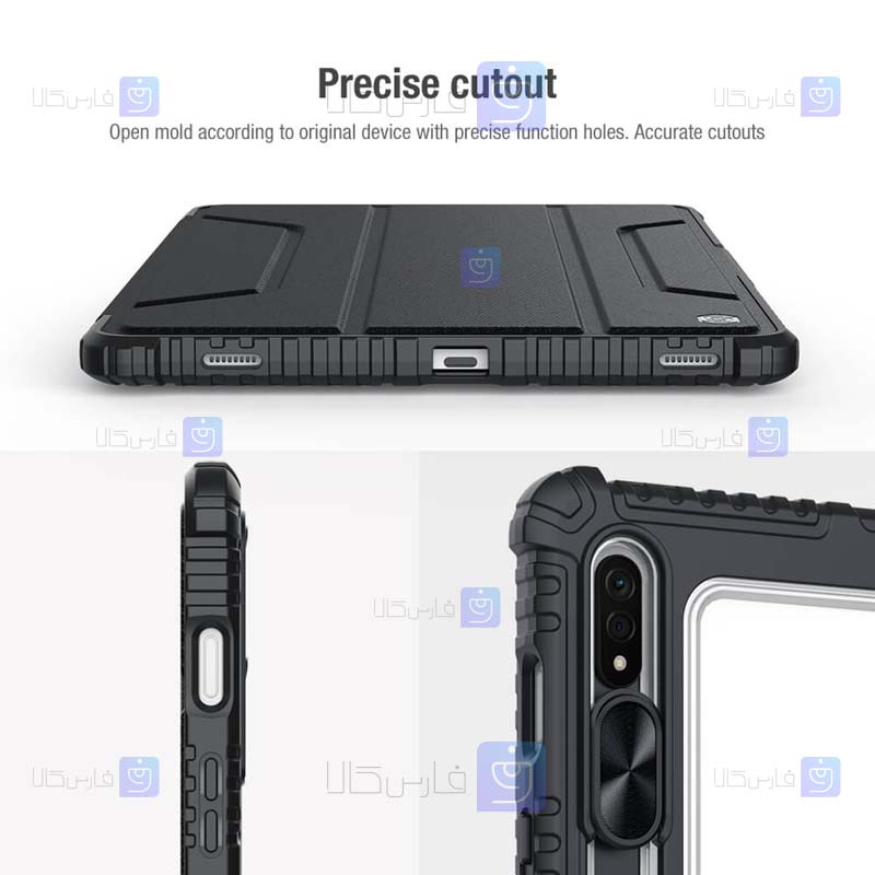 کیف محافظ لنزدار نیلکین Samsung Galaxy Tab S8 مدل Bumper Leather Pro