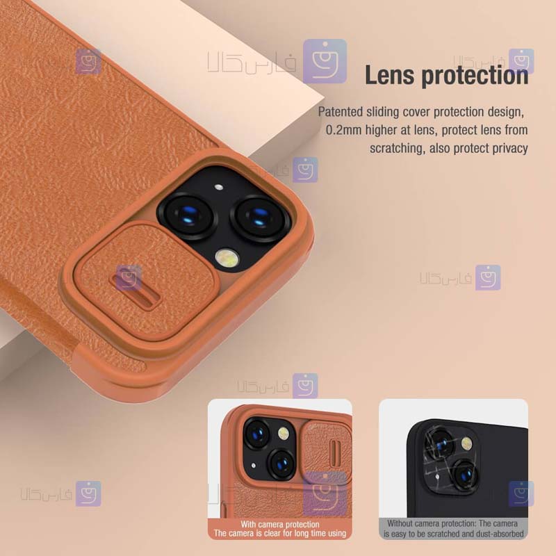 کیف چرمی نیلکین Apple iPhone 14 مدل Qin Pro