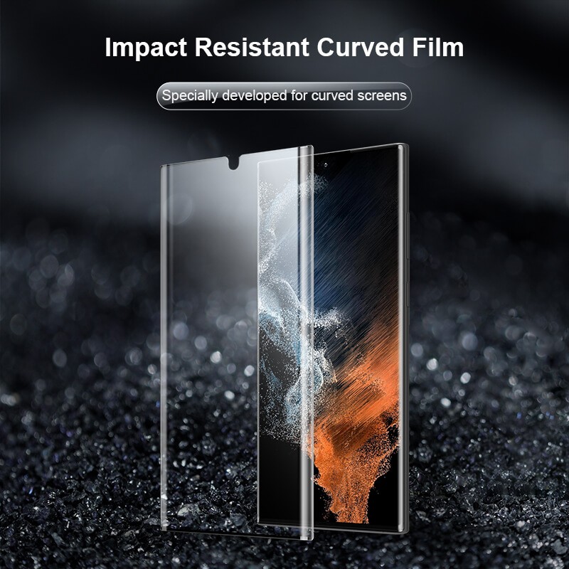 محافظ صفحه دو تایی نیلکین Samsung Galaxy S23 Ultra مدل Impact Resistant Curved Film
