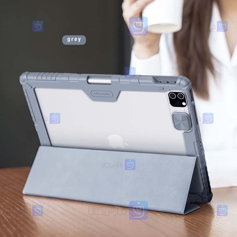 کیف محافظ لنزدار نیلکین Apple iPad Pro 12.9 2022 مدل Bumper Leather Pro